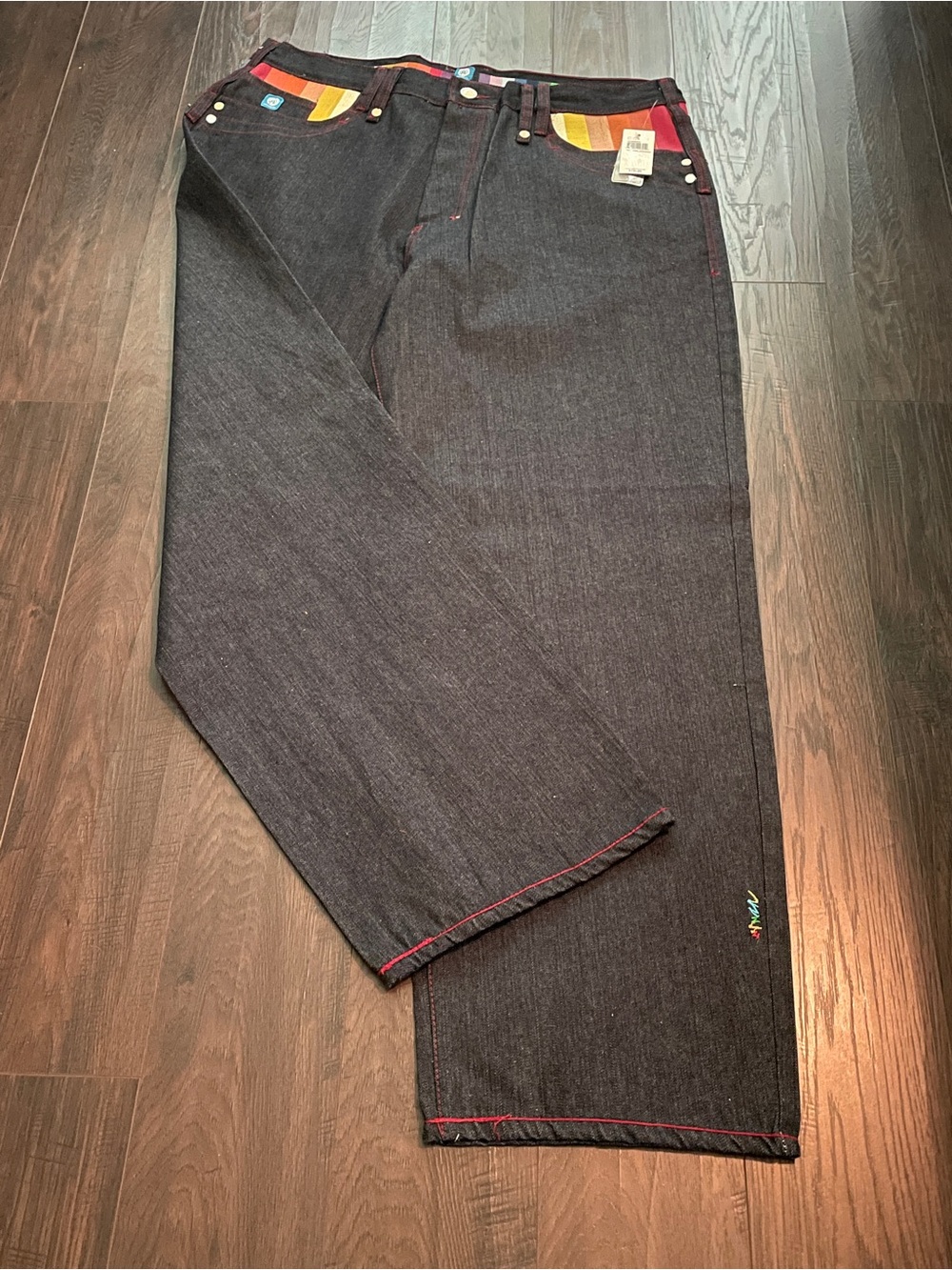 COOGI BLUE DIAMOND Men’s Straight Indigo Jeans with Multicolor Pocket Trim